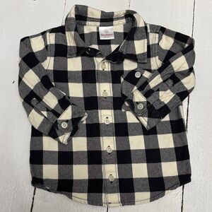 Hanna Andersson Black and White Plaid Flannel Kids Shirt size 2 85